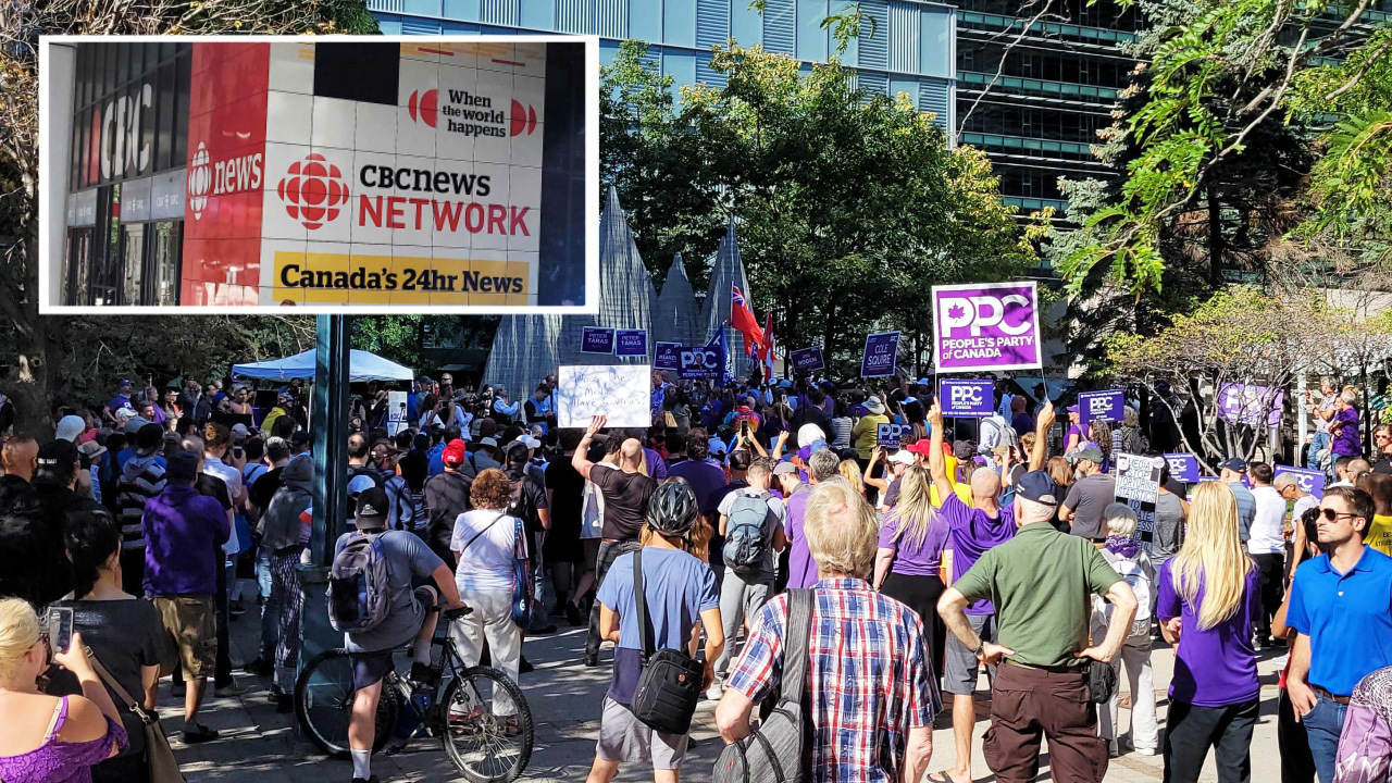 Maxime Bernier's PPC holds rally outside CBC Toronto
