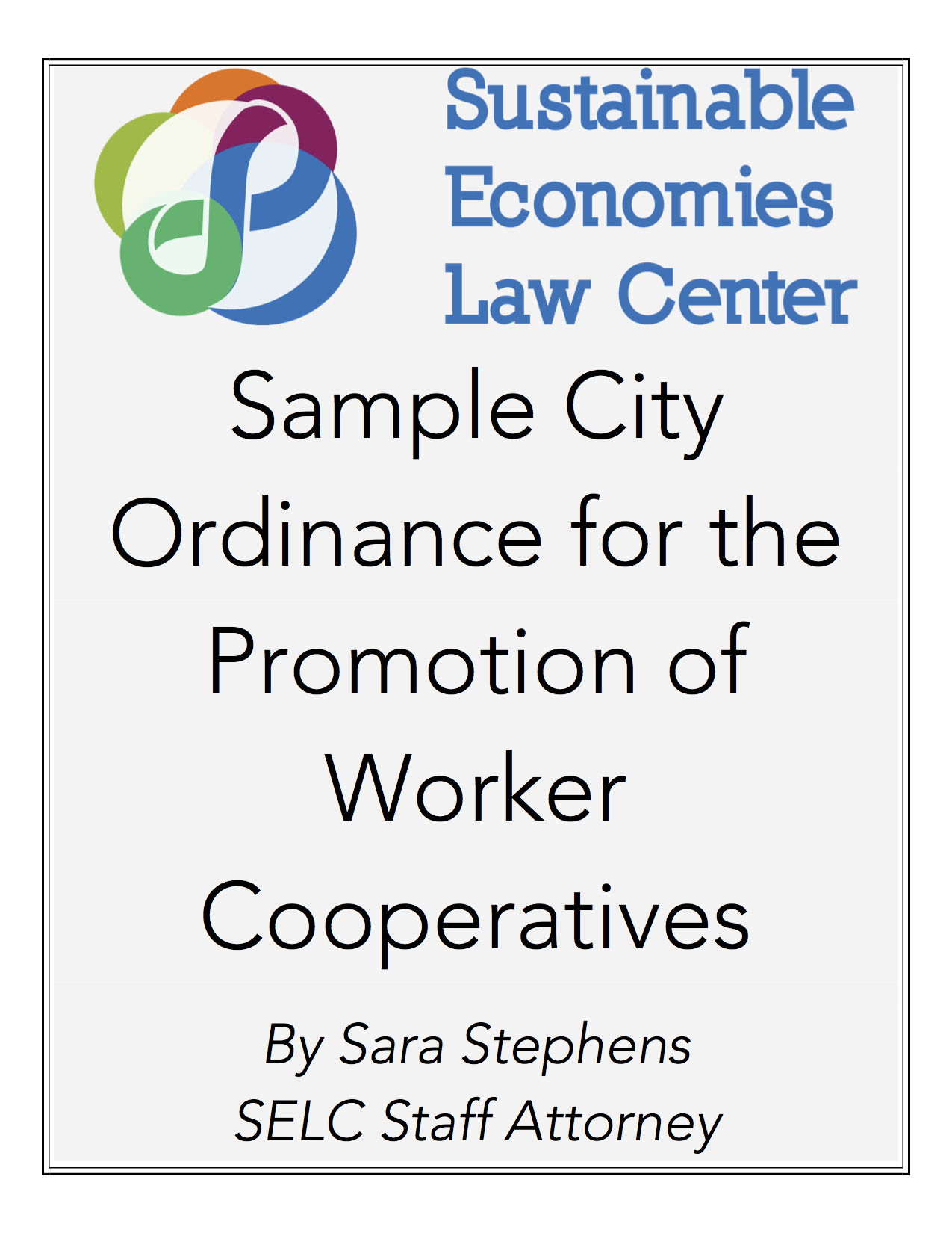 Worker Coop City Policies Sustainable Economies Law Center