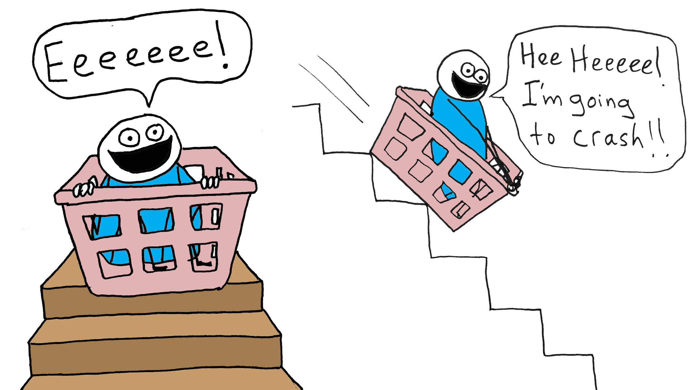 Riding a laundry basket as a kid. Riding a laundry basket as a kid.