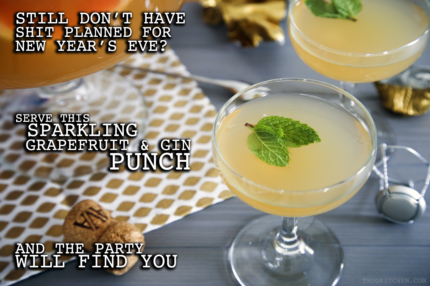 Sparkling Grapefruit & Gin Punch Thug Kitchen