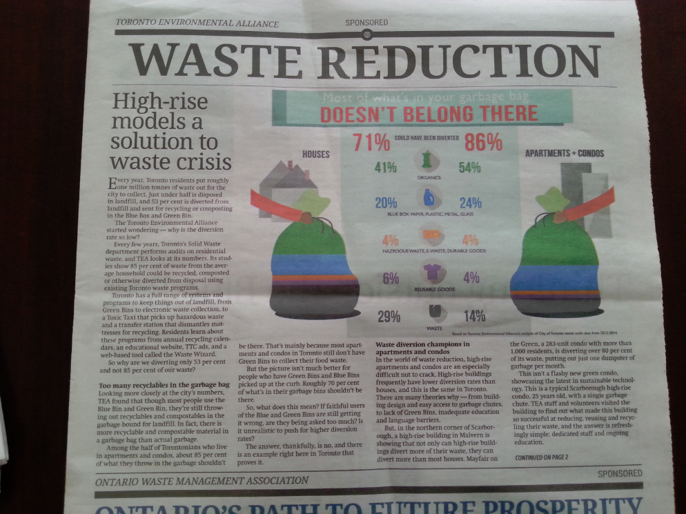 Highrise models a solution to waste crisis Toronto Environmental
