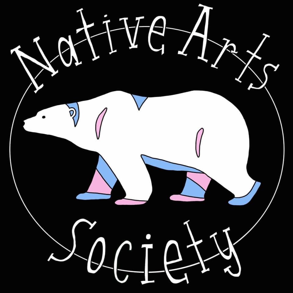 Illustrated polar bear in the middle of a circle that reads Native Arts Society
