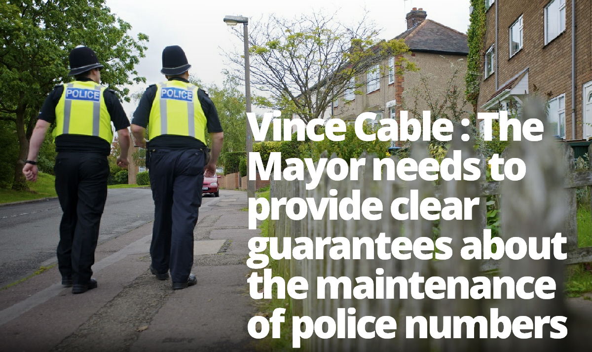 Vince Cable expresses his concerns about changes to local policing