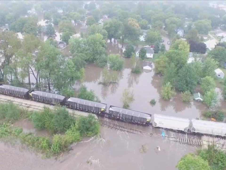 Aerial photo of flooding near Clarksville, Iowa, Sept. 23. U.S. National Weather Service photo