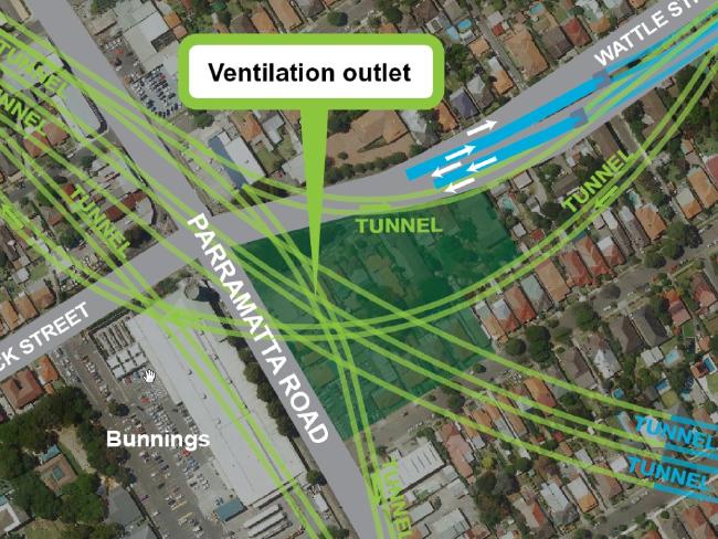 Pollution stack map at Haberfield