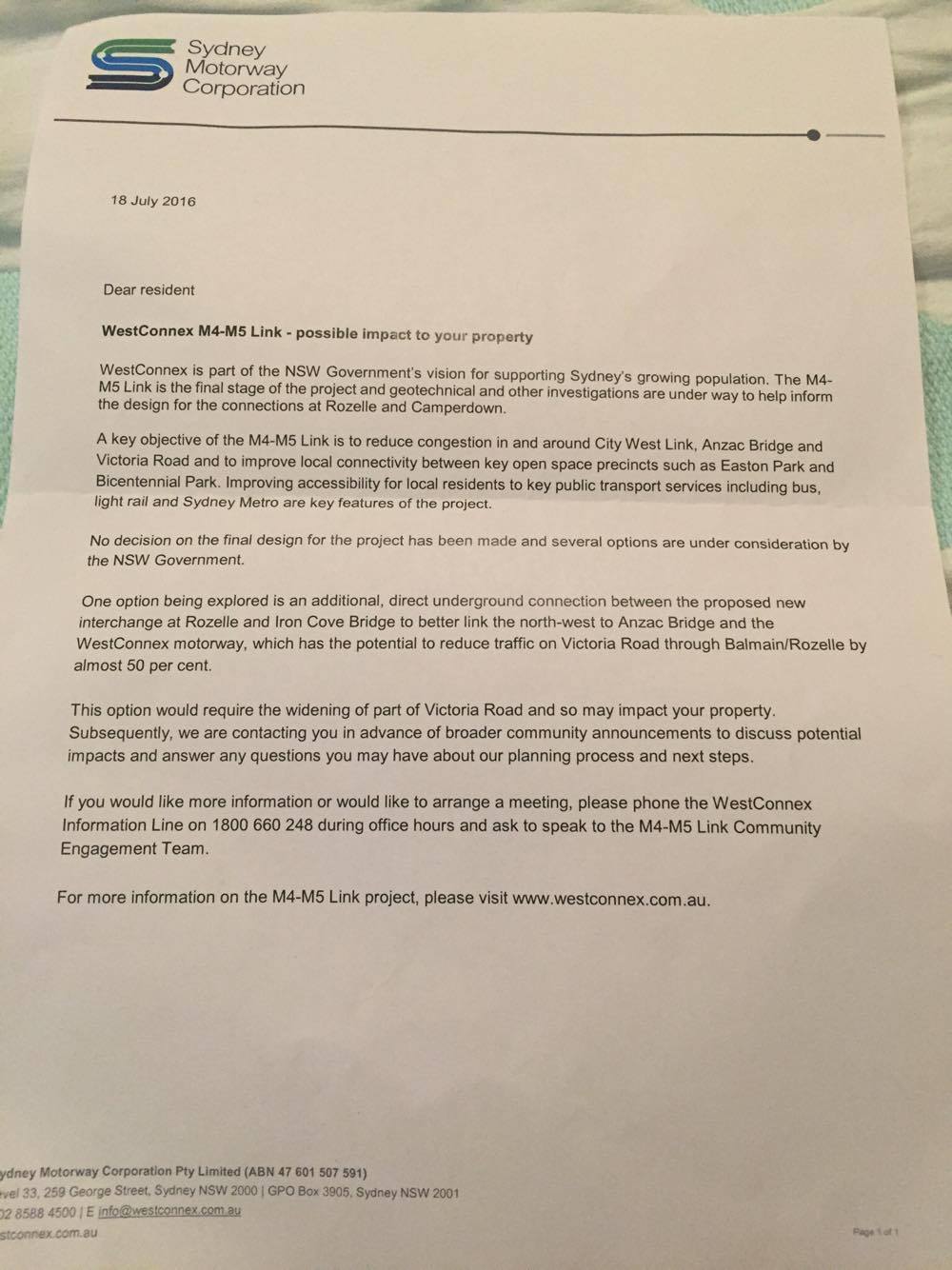 Rozelle letters distributed on 18 July 2016