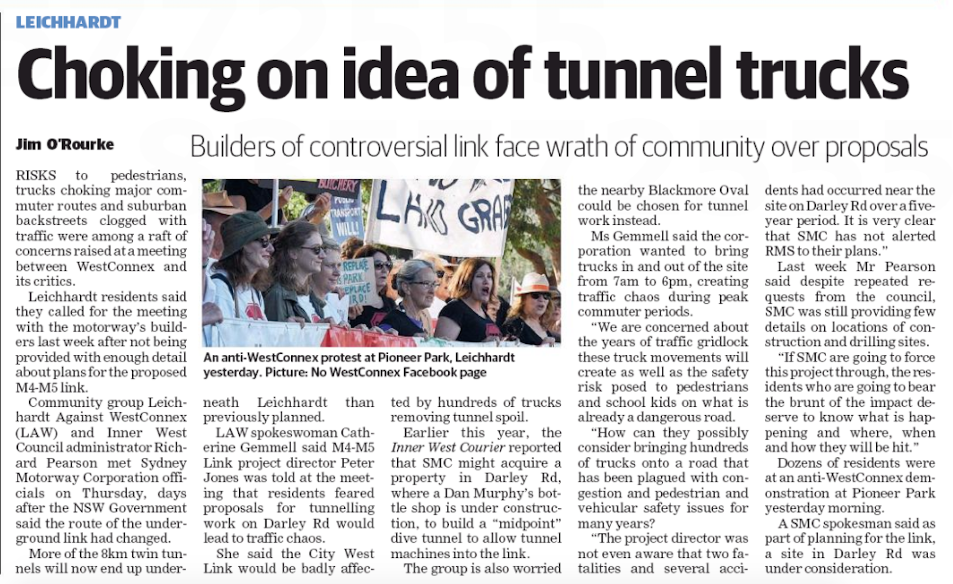 Inner West Courier story on LAW meeting