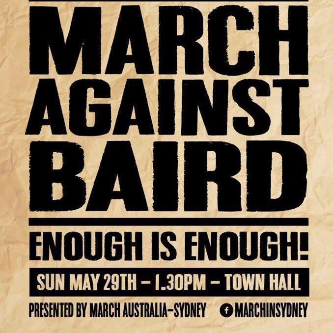 March Against Baird poster
