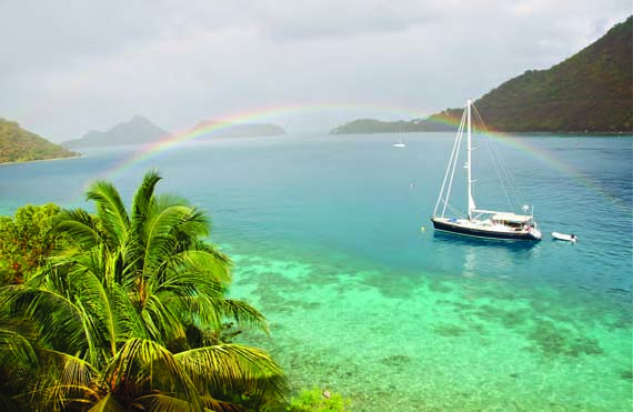 Sapphire, a Jeanneau 54DS owned by Linda & Bill Knowles of Bristol, RI, the organizers of the Salty Dawg Rally, at Soper's Hole in the Virgin Islands. © Dr. Rees Midgley slopers_hole.jpg