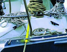 Proper hurricane preparation includes doubling lines and adding chafe protection. These docklines are led through sections of heavy-duty water hose. © BoatUS Marine Insurance proper_hurricane_protection.jpg