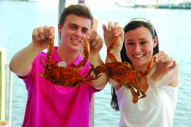Whether you catch them yourself or order them in a waterfront eatery, be sure to savor some Chesapeake blue crabs. Photo courtesy Chesapeake Bay Outfitters/CBMM Whether you catch them yourself or order them in a waterfront eatery, be sure to savor some Chesapeake blue crabs. Photo courtesy Chesapeake Bay Outfitters/CBMM