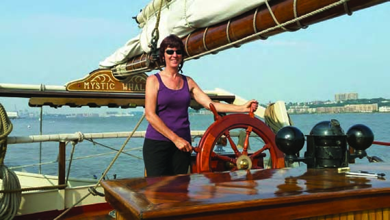 Linda Leith is a volunteer educator on the Hudson River, teaching groups of students onboard both the sloop Clearwater and the schooner Mystic Whaler (pictured). To apply for an onboard volunteer position, visitclearwater.org/education/volunteer-crew-on-the-sloop. Photo courtesy of Becky Rowland Linda Leith is a volunteer educator on the Hudson River, teaching groups of students onboard both the sloop Clearwater and the schooner Mystic Whaler (pictured). To apply for an onboard volunteer position, visitclearwater.org/education/volunteer-crew-on-the-sloop. Photo courtesy of Becky Rowland