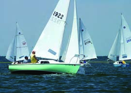 The author (at the helm) and his father at the 2011 Nationals. © Steve Hock. The author (at the helm) and his father at the 2011 Nationals. © Steve Hock.