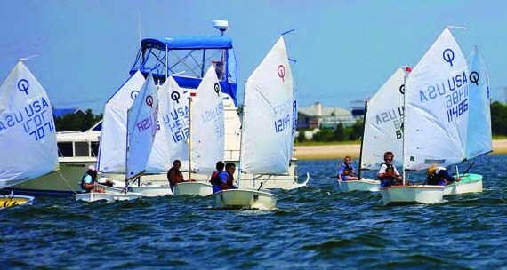 Committee boats, owned and skippered by Northport Yacht Club members, have served as spectator vessels, rain shelters, lunchrooms and First Aid stations. © Peggy Doherty Participants in last year’s Make-A-Wish Junior Sailors Regatta raised more than $36,000 for the Make-A-Wish Foundation of Suffolk County. © Peggy Doherty
