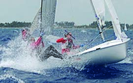 Wet ‘n wild conditions on the final day of the Lauderdale Olympic Classes Regatta provided some screaming downwind runs. © John Payne/johnpaynephoto.com Wet ‘n wild conditions on the final day of the Lauderdale Olympic Classes Regatta provided some screaming downwind runs. © John Payne/johnpaynephoto.com