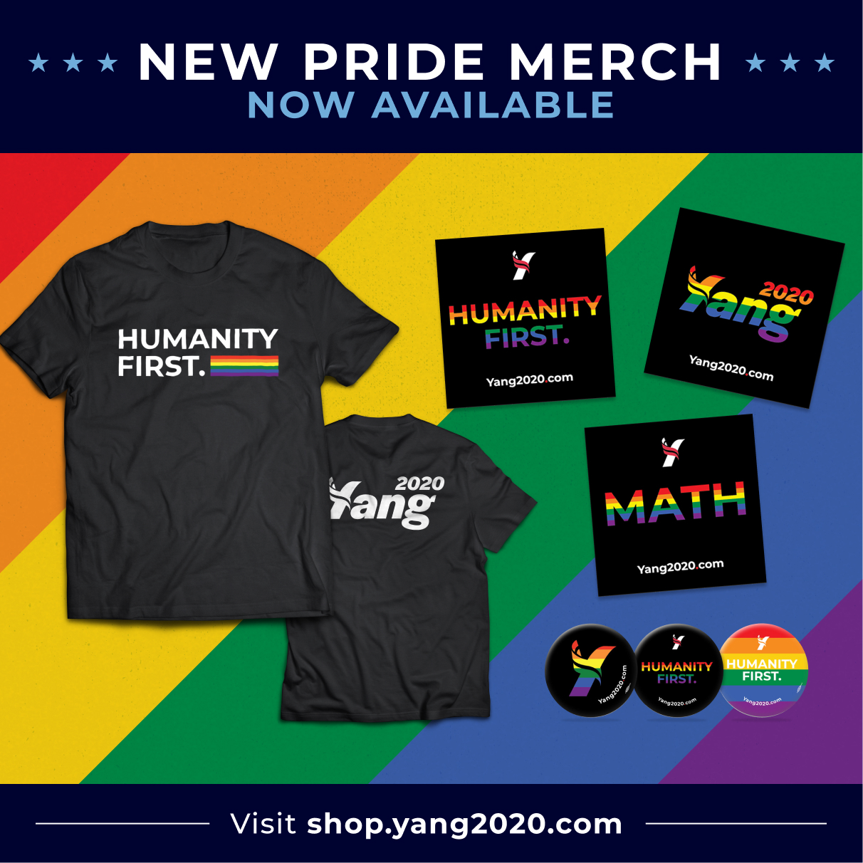 Yang Pride Month Merch: Stickers, T-Shirts, and Buttons