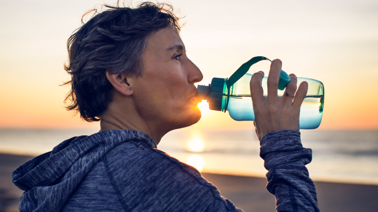 woman drinking water