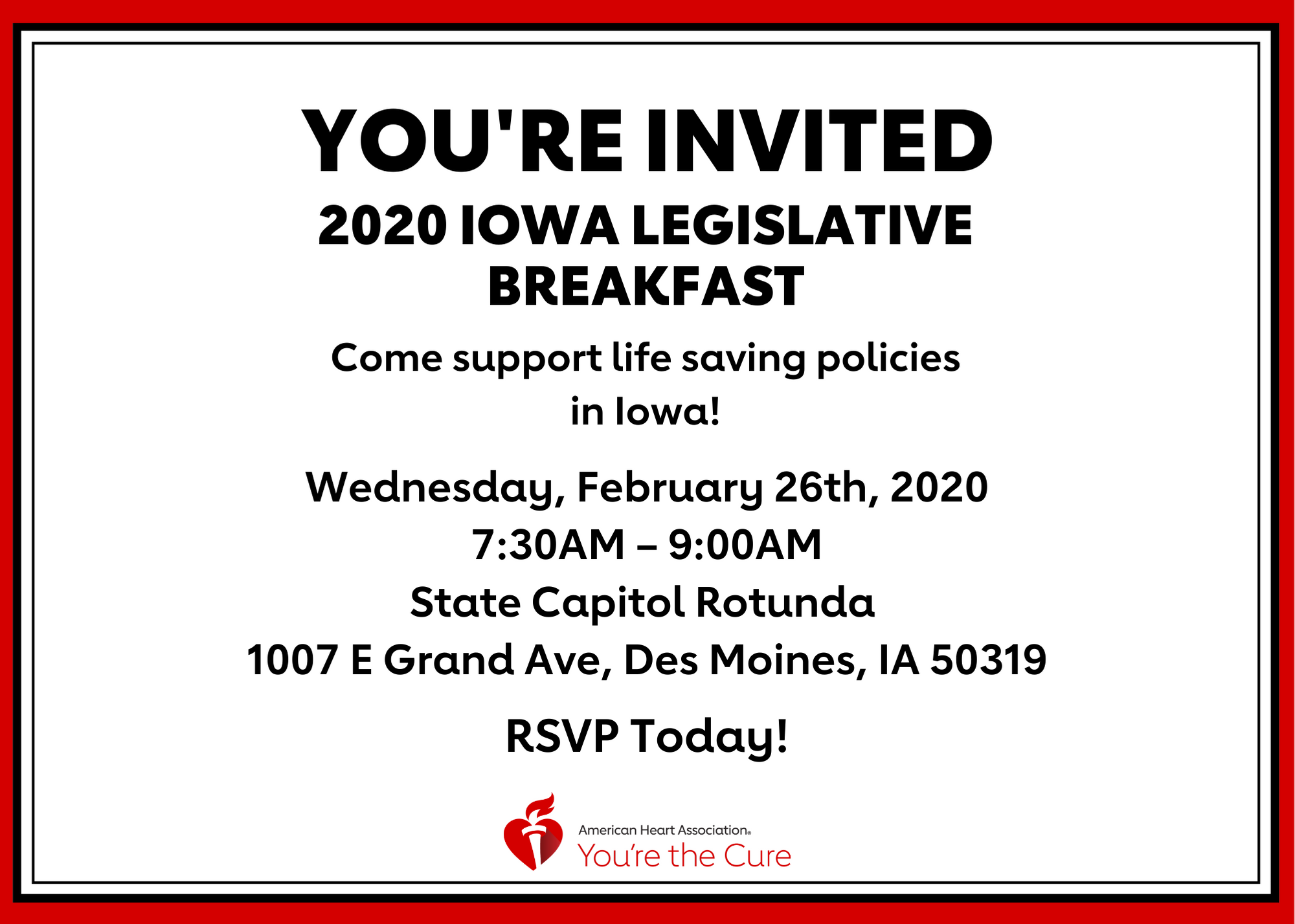 Legislative Breakfast invite with event details