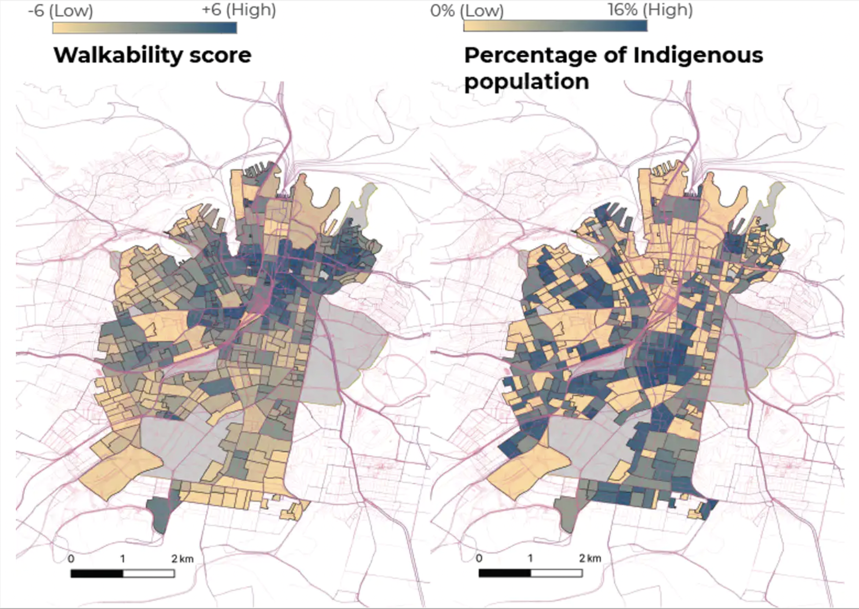 The walking disadvantage of Indigenous population of City of Sydney.